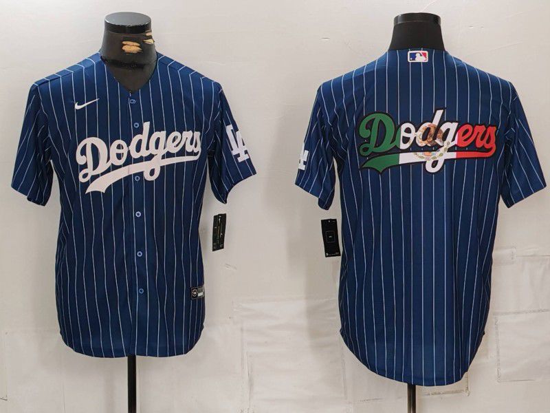 Men Los Angeles Dodgers Blank Blue Stripe Game 2024 Nike MLB Jersey style 3
